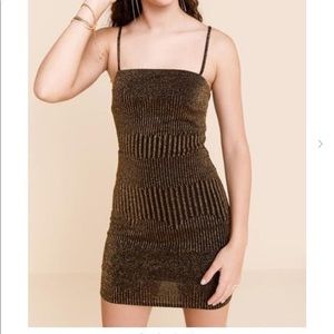 Gold and Black Stripped Mini Dress